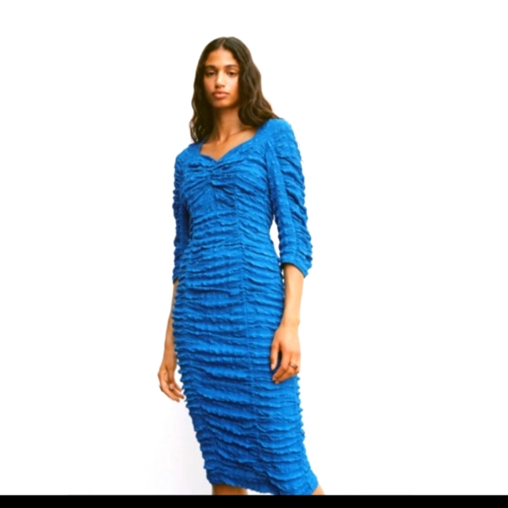 ZARA BLUE TEXTURED DRESS
